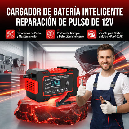 BateryMa™ Cargador Bateria Carro Moto 12v Pantalla