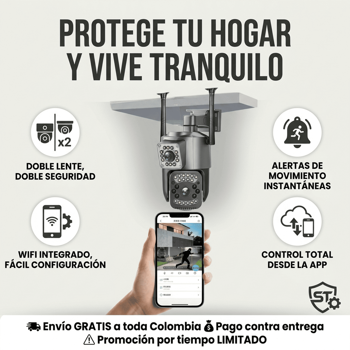 Cámara Ip Exterior Doble Lente V380