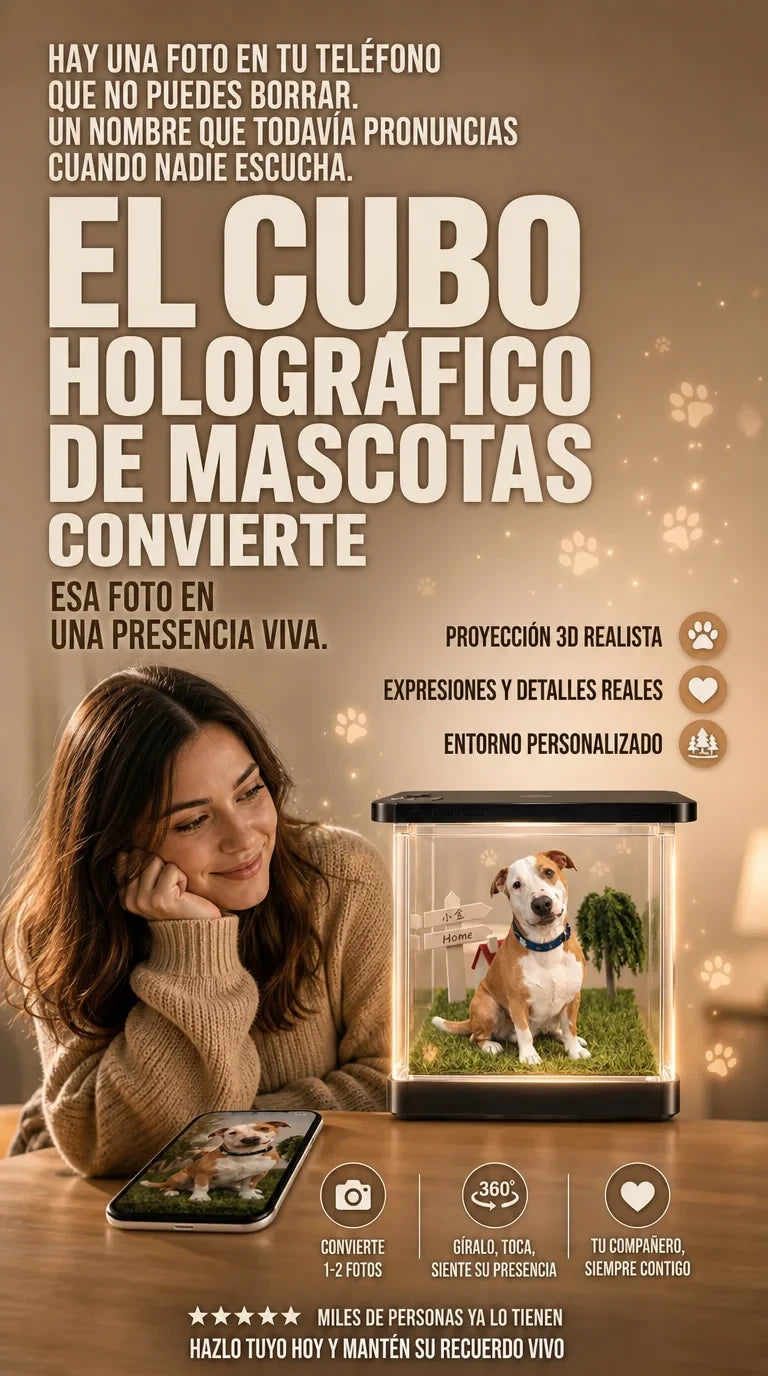 CUBO HOLOGRÁFICO - RECUERDO DE MASCOTAS.