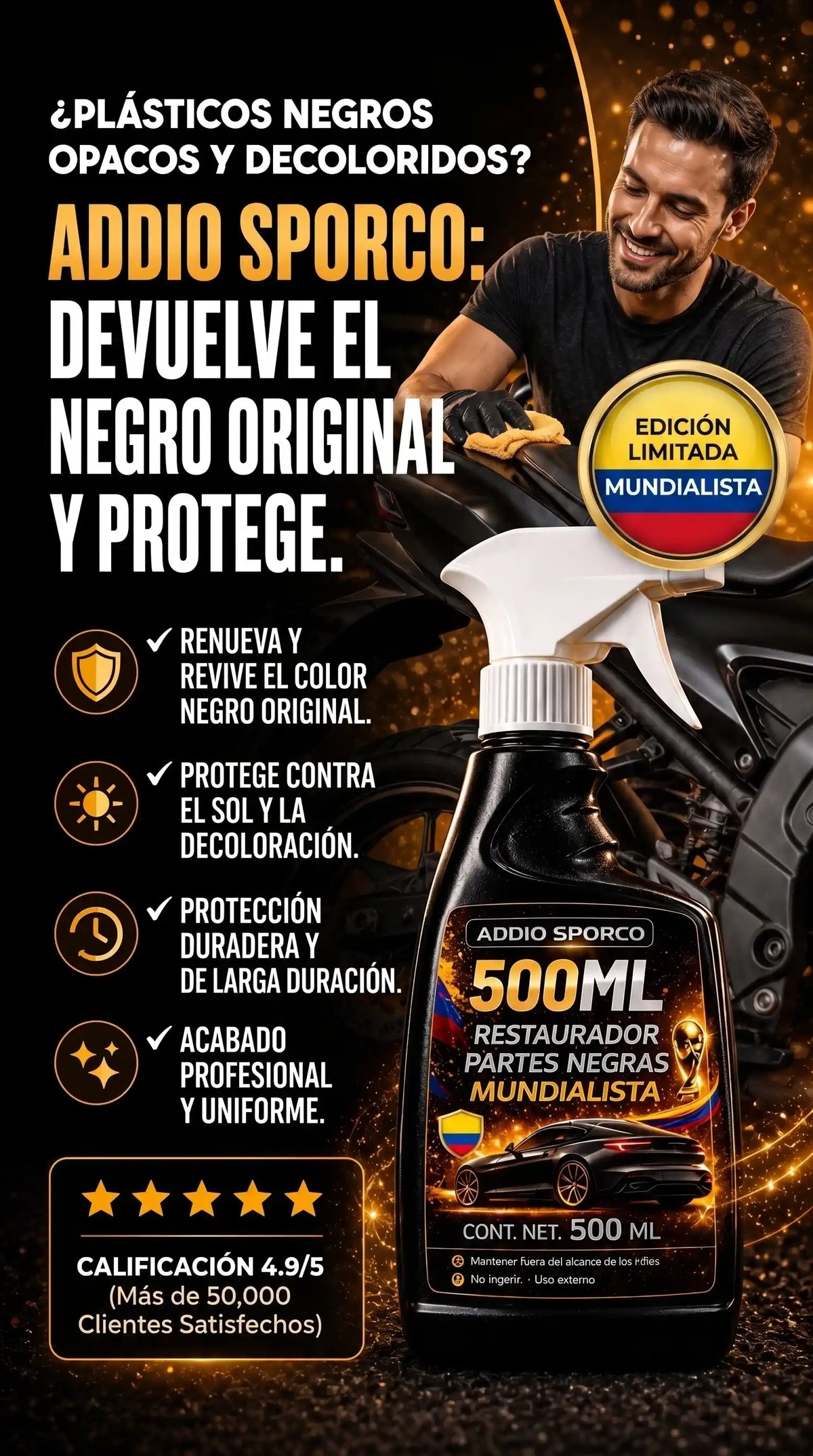 RESTAURADOR PARTES NEGRAS ADDIO - DEJA TU VEHÍCULO COMO NUEVO.