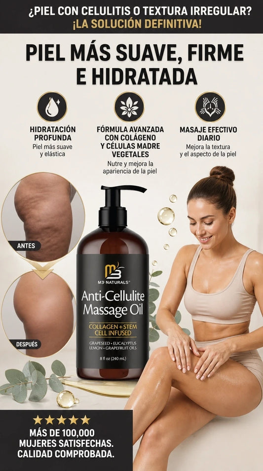 M3naturals Celulitis Oil-Devuélvele a tu piel una apariencia más uniforme