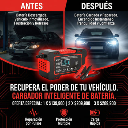 BateryMa™ Cargador Bateria Carro Moto 12v Pantalla